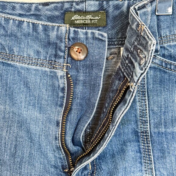Eddie Bauer Mercer Fit Cargo Denim Shorts US 12 Relaxed Utility Outdoor Revival - Picture 7 of 10